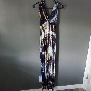 Blue/beige snake skin jumpsuit